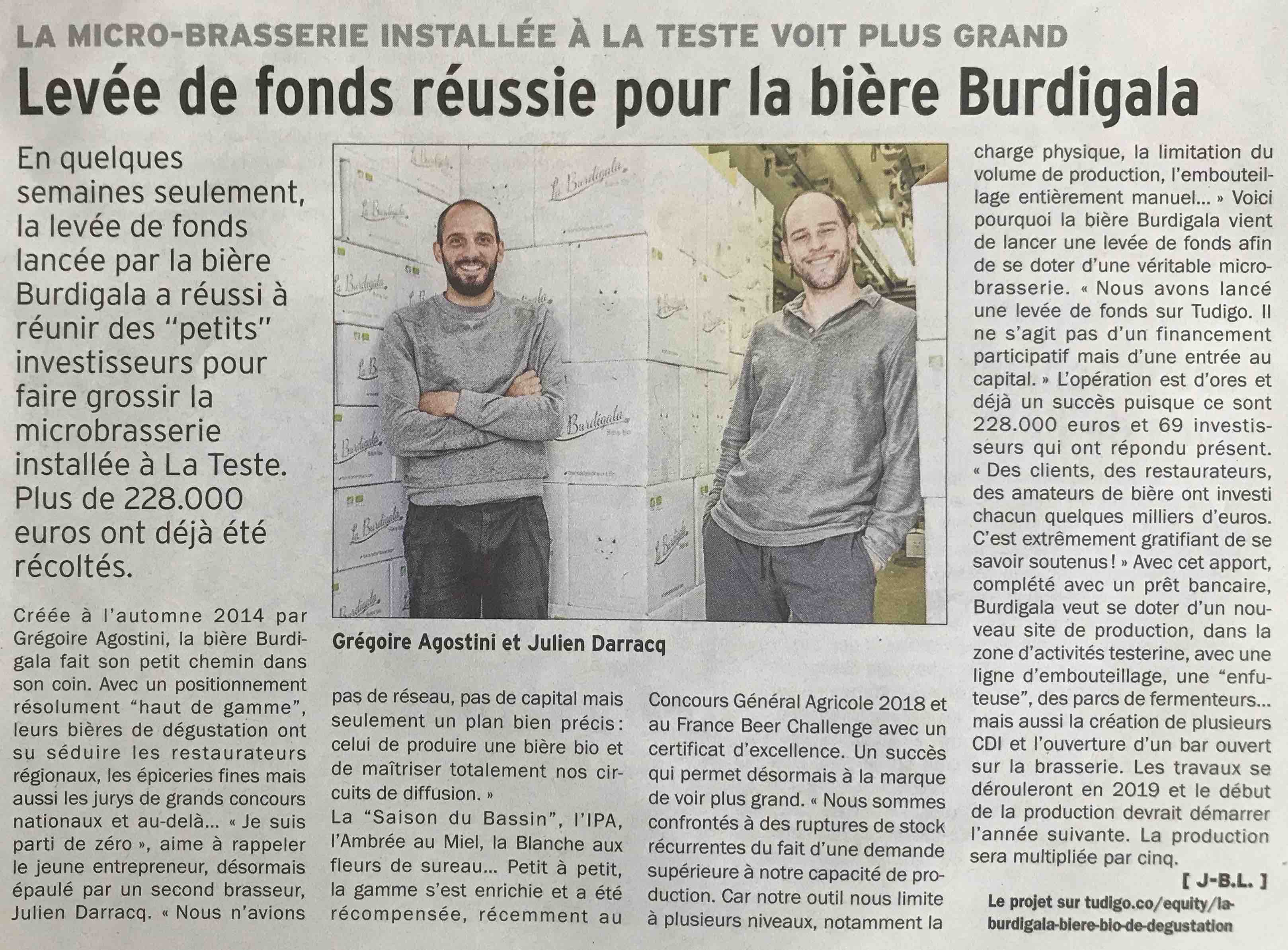 Levée De Fonds Réussie Pour La Burdigala Brasserie Burdigala